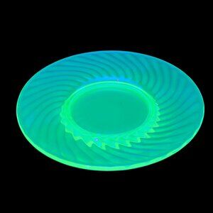 Vintage Uranium Depression Glass Green Decorative Saucer